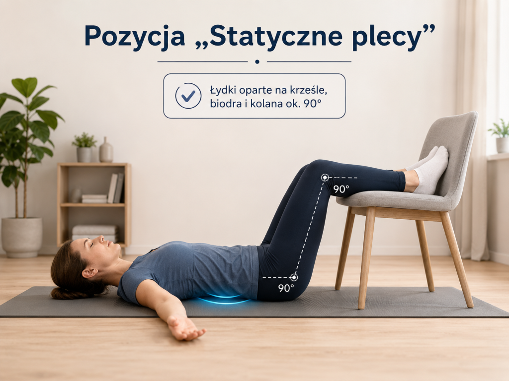 Pozycja „Statyczne plecy” na rozluźnienie kręgosłupa lędźwiowego na ból kręgosłupa